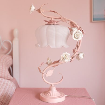 Lampe de Chevet en Forme de Fleur Vintage - Rose